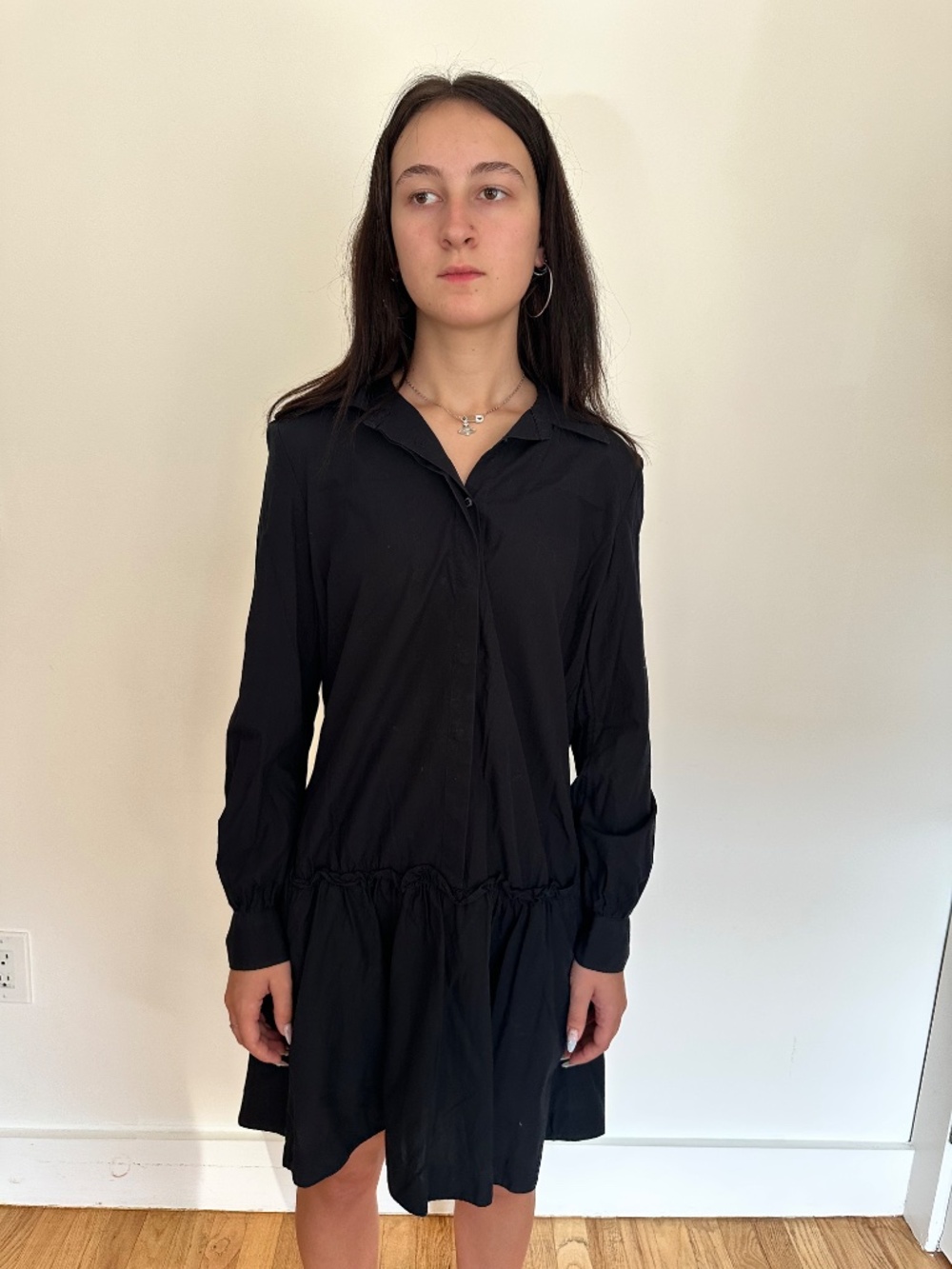 Marc by Marc Jacobs Black Cotton Long Sleeve Shirt Dress – Size Small